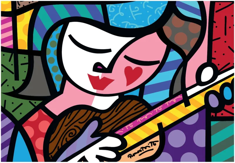 Romero Britto - Girl with guitar