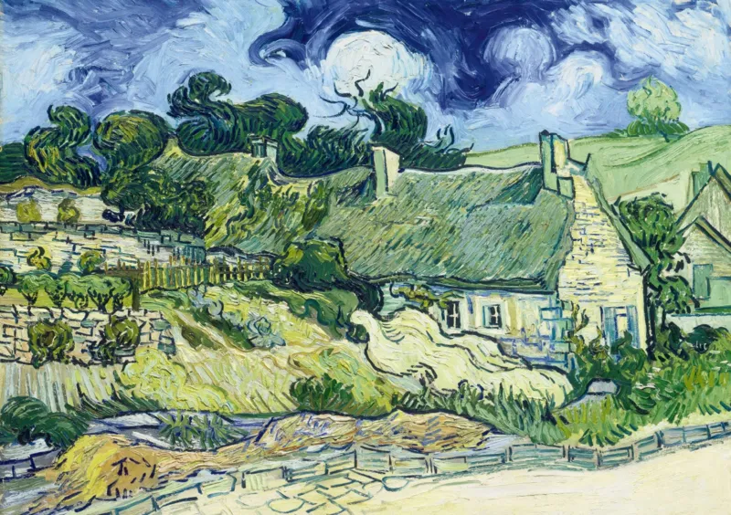 Vincent Van Gogh - Thatched Cottages at Cordeville, 1890