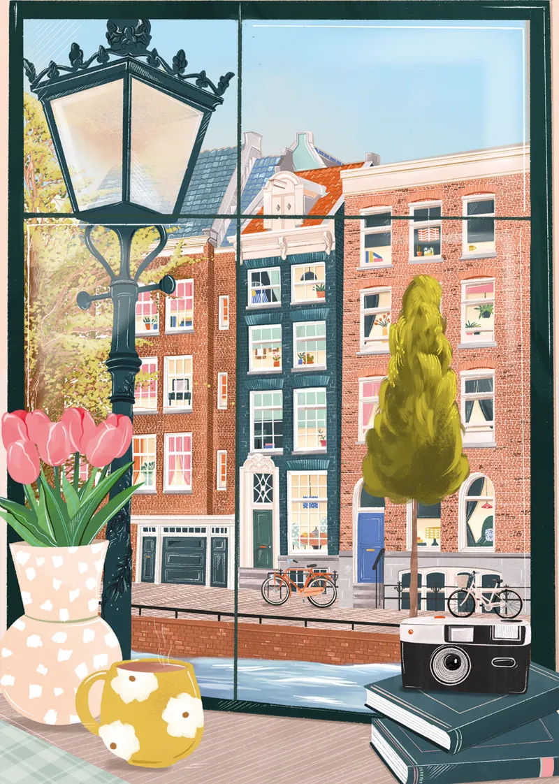 Amsterdam vue d'un Café