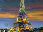 Eiffel Tower at Sunset, Paris, France